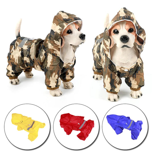 Raincoat For Dogs Rain Coat With Hood Reflecting Puppies Outdoor Waterproof Jacket Clothes for Small Dogs Teddy Jumpsuit Pets