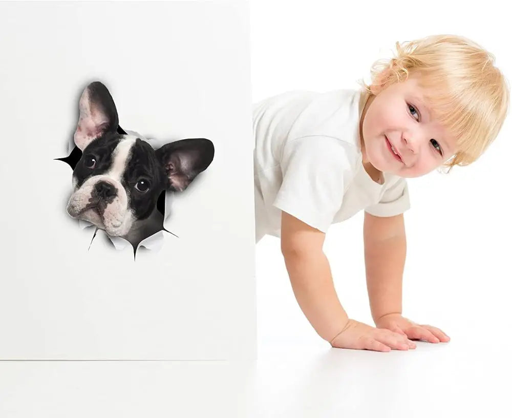 Three Ratels FC57 3D Dog Sticker Black White Frenchie French Bulldog Decal Bumper Sticker for Window Car Truck Laptop Toilet