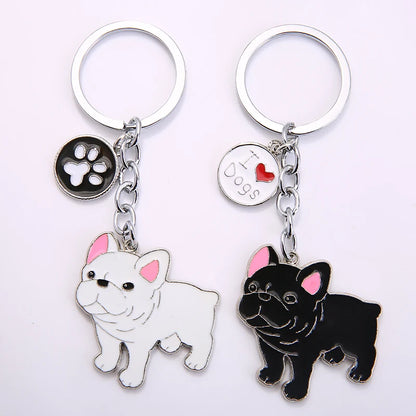 New Cartoon French Bulldog Dog Keychain Cute Doll Key Chain For Woman/Men/Kids Creative Couple Ins Bag Pendant Car Key Ring