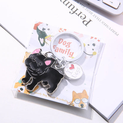 New Cartoon French Bulldog Dog Keychain Cute Doll Key Chain For Woman/Men/Kids Creative Couple Ins Bag Pendant Car Key Ring