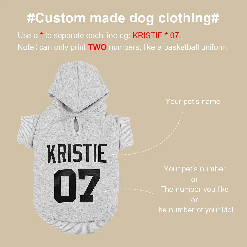 Custom Dog Hoodies Large Dog Clothes Personalized Pet Name Clothing French Bulldog Clothes for Small Medium Large Dogs XS-6XL