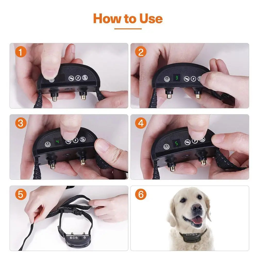 Waterproof Auto Anti Humane Bark Training Collar Control Stop Dog Barking Adjustable Electric Rechargeable ShockSafe Carefully