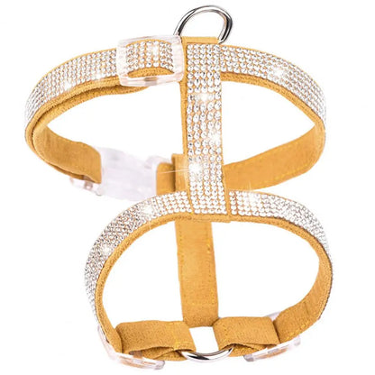 Chest Strap Rhinestone Decor Breathable Faux Leather Walking Safety Pet Harness for Dog accessories Suministros para perros