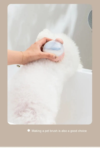 1pc Pet Bath Brush Soft Silicone With Shampoo Dispenser Gentle Massage For Grooming And Cleaning Fur And Hair