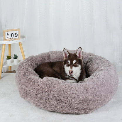 Dog Bed Donut Big Large Round Basket Plush Beds for Dogs Medium Accessories Fluffy Kennel Small Puppy Washable Pets Cat Products