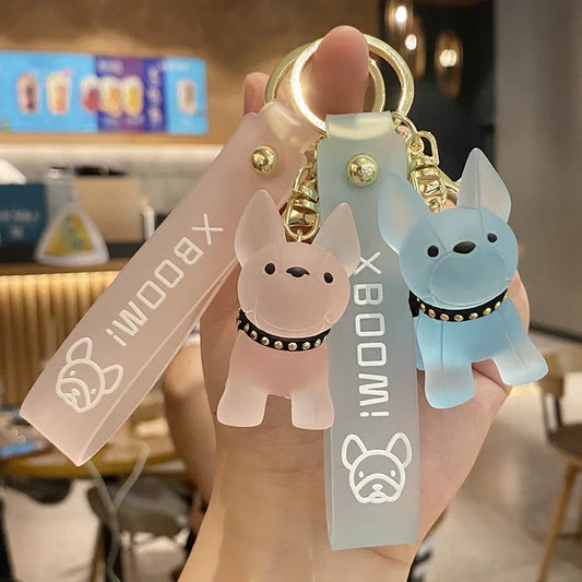 Transparent Colorful Dog Keychains Men Car Key Ring Fashion French Bulldog Keychain for Women Bag Pendant Christmas Gift