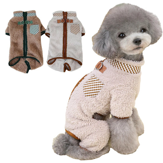 Soft Warm Dog Jumpsuits Winter Pet Dog Jacket with Zipper for Small Dog Puppy Yorkie Clothes Onesies Teddy French Bulldog Outfit