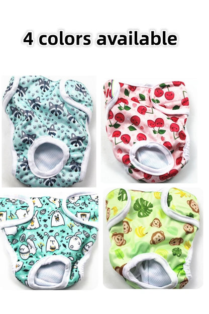 Washable Female Pet Physiology Pants Printed Anti-Nuisance Diaper Easy to Wear and Reusable Suitable for Menstruating Girl Dog