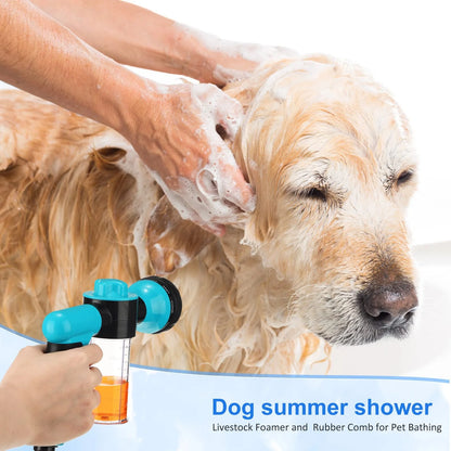 Dog Shower Sprayer 8 in 1 Garden Car Sprayer Gun High-pressure Hose Attachment Soap Dispenser Bottle Nozzle Sprayer Shower Tool