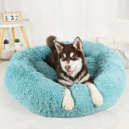 Dog Bed Donut Big Large Round Basket Plush Beds for Dogs Medium Accessories Fluffy Kennel Small Puppy Washable Pets Cat Products