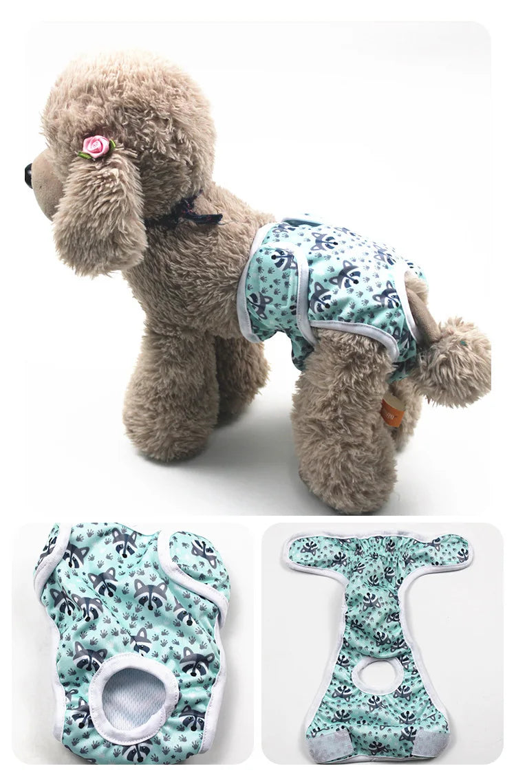 Washable Female Pet Physiology Pants Printed Anti-Nuisance Diaper Easy to Wear and Reusable Suitable for Menstruating Girl Dog