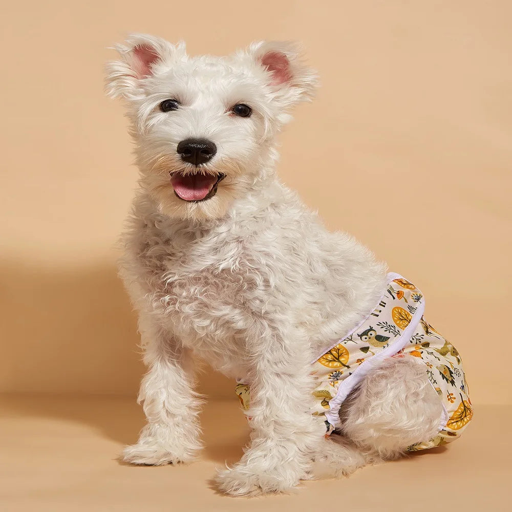 Washable Female Pet Physiology Pants Printed Anti-Nuisance Diaper Easy to Wear and Reusable Suitable for Menstruating Girl Dog