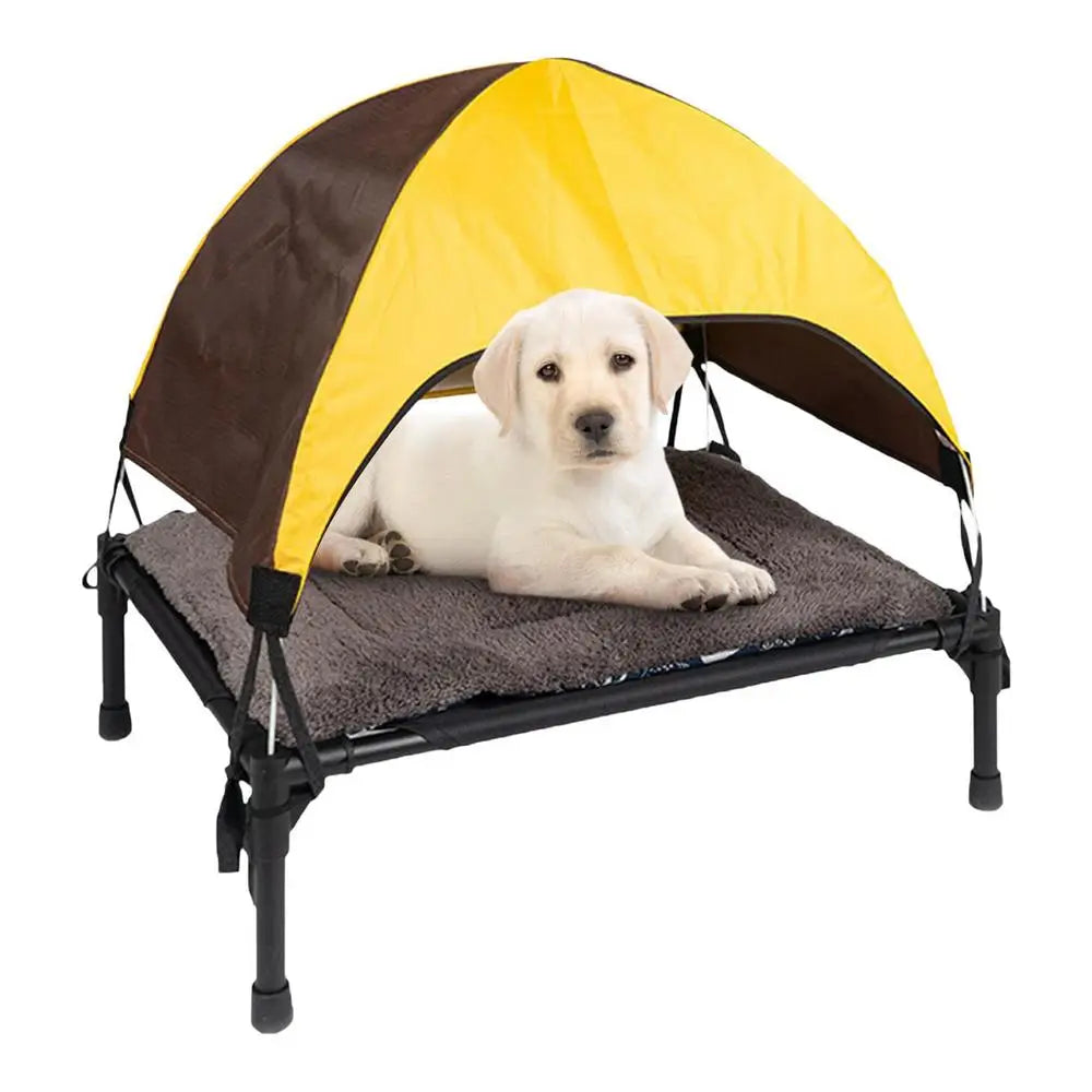 Outdoor Elevated Dog Bed Raised Pet Cot With Removable Canopy Shade Tent Breathable Dog Bed For Camping Picnic Beach Play