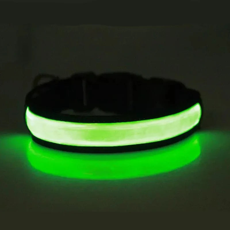 LED Glowing Dog Collar Adjustable Flashing USB Charging Luminous Collar Night Light Harness For Big Medium Small Dogs Pet Items