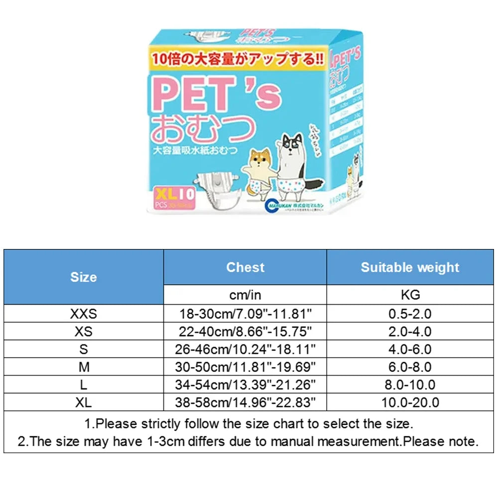 Female Dog Diaper for Teddy, Leakproof Nappies, Super Absorption, Sanitary Pants, Pet Menstrual, Physiological Pants, 10Pcs