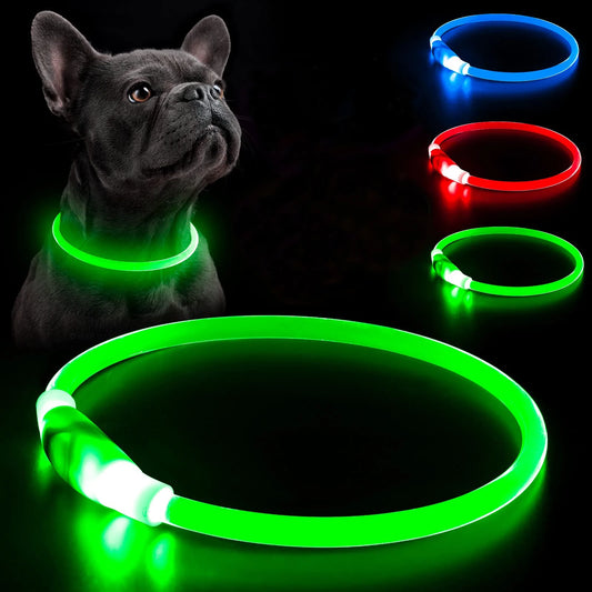 LED Glowing Pet Collar Adjustable Flashing Rechargeable Luminous Collar Anti-Lost Dog Light Harness For Small Medium Large Dogs