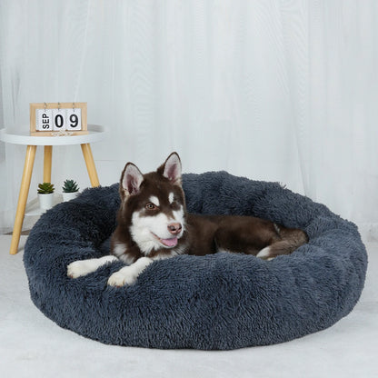 Dog Bed Donut Big Large Round Basket Plush Beds for Dogs Medium Accessories Fluffy Kennel Small Puppy Washable Pets Cat Products