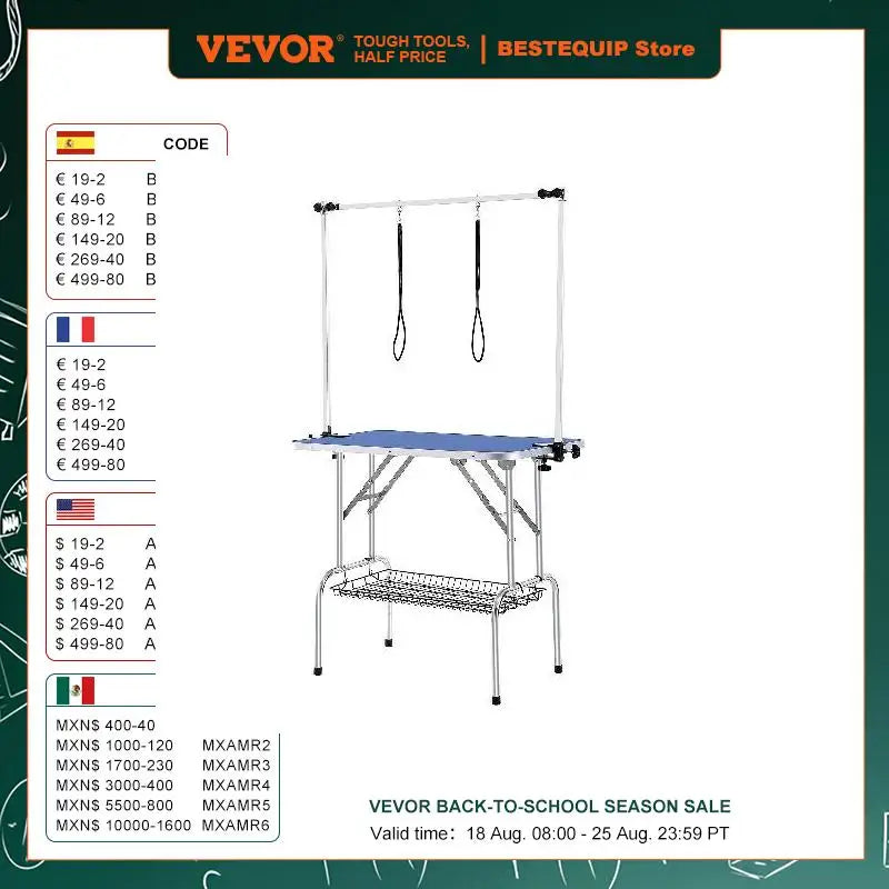 VEVOR Pet Grooming Table Two Arms with Clamp Dog Grooming Station Foldable Pets Stand for Medium Small Dogs with Grooming Loop