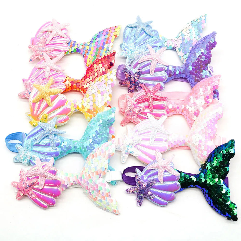 50PCS Sequin Dog Bowtie Christmas Dog Bow Tie Collar For Dogs Bows Cute Dog Grooming Products Pet Accessories For Small Dogs