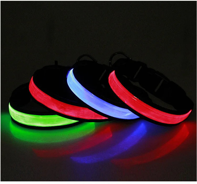 LED Glowing Dog Collar Adjustable Flashing USB Charging Luminous Collar Night Light Harness For Big Medium Small Dogs Pet Items