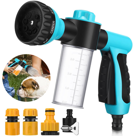 Dog Shower Sprayer 8 in 1 Garden Car Sprayer Gun High-pressure Hose Attachment Soap Dispenser Bottle Nozzle Sprayer Shower Tool