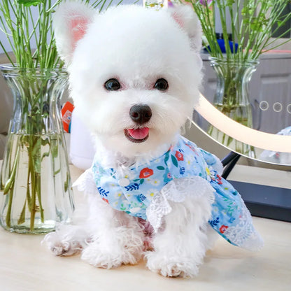 1PC Pet Apparel Dog Spring/Summer Thin Floral Princess Dress Breathable and Comfortable Daisy Flowers For Small Medium Dogs