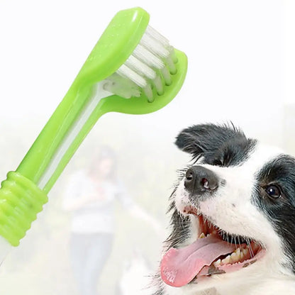 Three Sided Pet Toothbrush Three-Head Pet Toothbrush For Dogs And Cats Oral Cleaning Brush Care Products Tool Wholesale