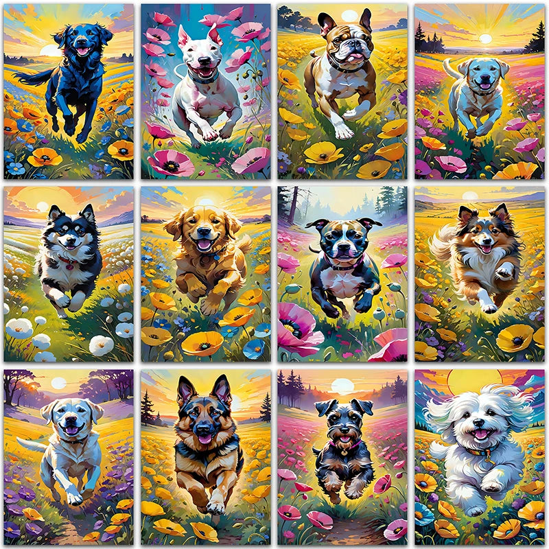 Full Square&Round Diamond embroidery Cross stitch mosaic 5D DIY Diamond Painting Sunflower flower cute dog husky bulldog puppy