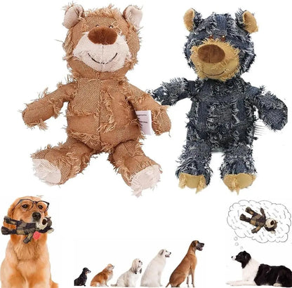 2023 New Indestructible Robust Bear Dog Toy Durable Squeaky Dog Toys for Heavy Chewers Unbreakable Stuffed Plush Dog Toys