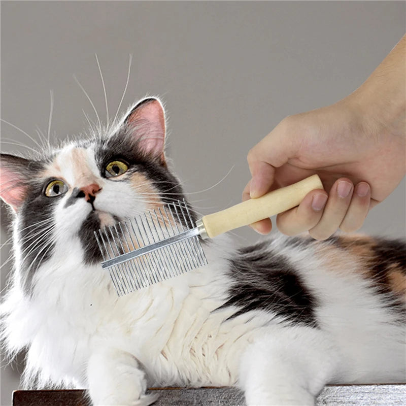 Dog Grooming Equipment Pet Hair Remover Cat Hair Comb Grooming Wooden Handle Cat Comb Smooth Hair Dog Brush Dog Accessories