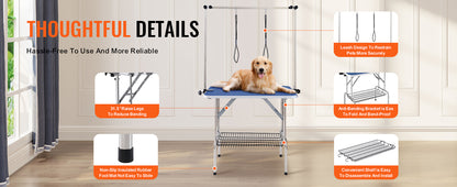 VEVOR Pet Grooming Table Two Arms with Clamp Dog Grooming Station Foldable Pets Stand for Medium Small Dogs with Grooming Loop